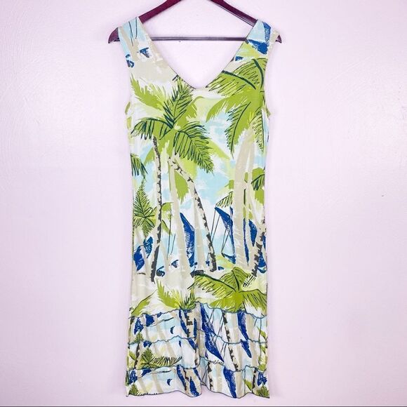 Weekend Traffic Tropical Print Tiered Hem Sleeveless Shift Dress XS - Picture 8 of 10